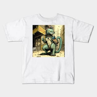 Futuristic Bio Machine Apocalypse Cat Kids T-Shirt